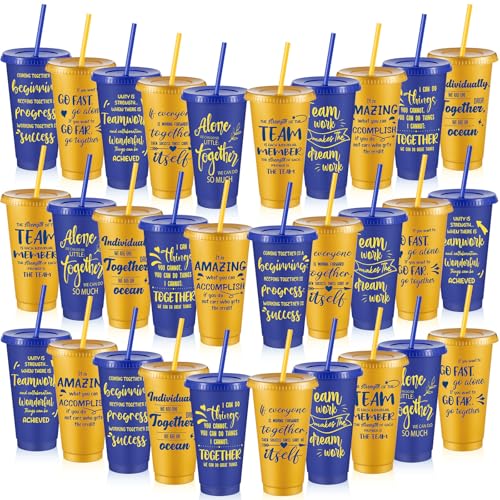 Uiifan 30 Pack Employee Appreciation Gift Cups Blue & Gold - 24oz Team Recognition