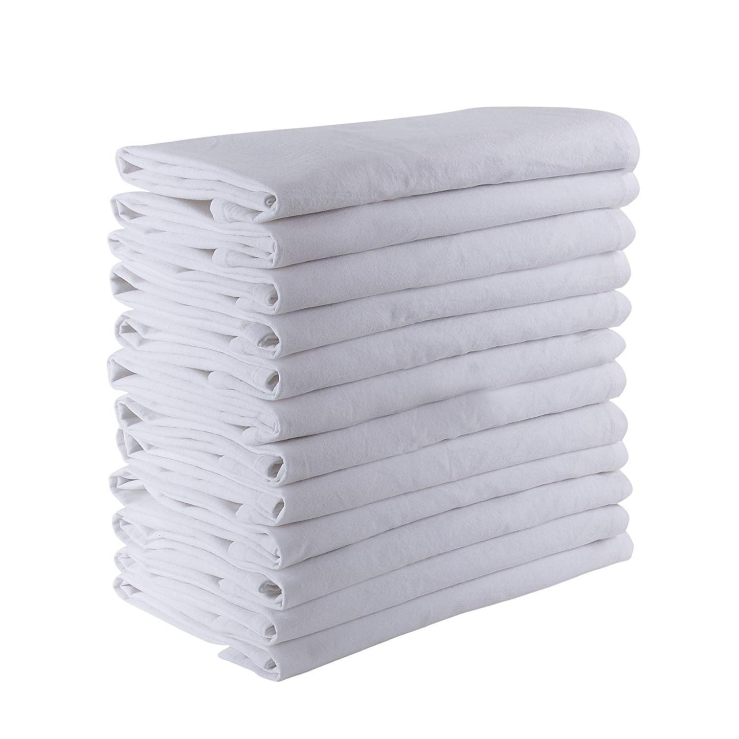 DG Collections 100% Cotton Flour Sack Towels – 12 Pack, 27x27 Inches, White, Lint-Free, Pre-Washed, Hemmed Edges – Reusable Kitchen Towels for Cleaning, Embroidery, Printing & Crafts - White