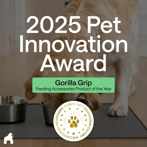 GORILLA GRIP Waterproof Silicone Pet Feeding Mat - 100% BPA Free, Spill-Proof Design | 18.5x11.5 Gray