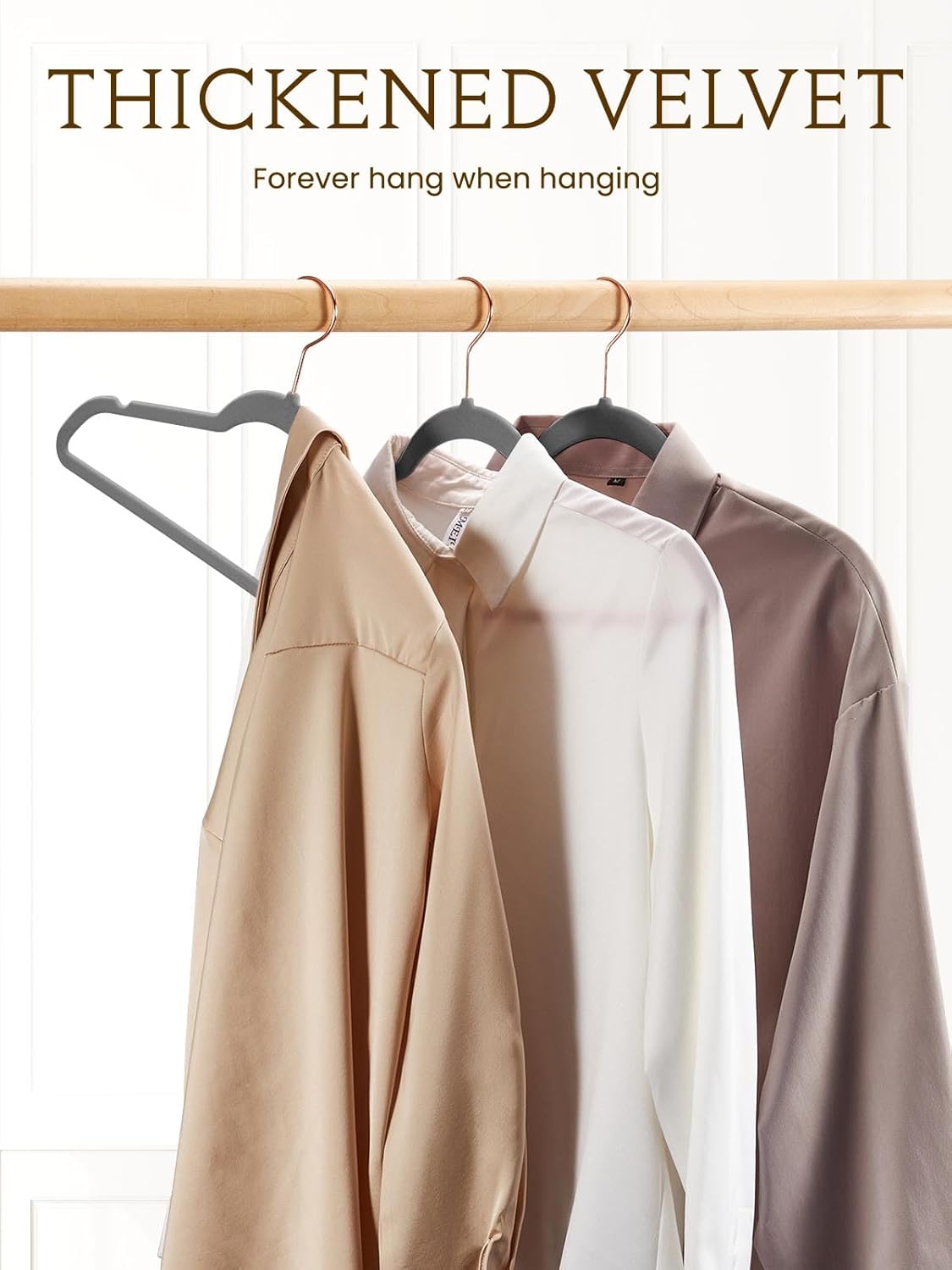 Smartor Velvet Hangers - 50 Pack Non-Slip Heavy Duty Clothes Hangers with 360° Rotating Rose Gold Hook | Slim Space-Saving Closet Organizer