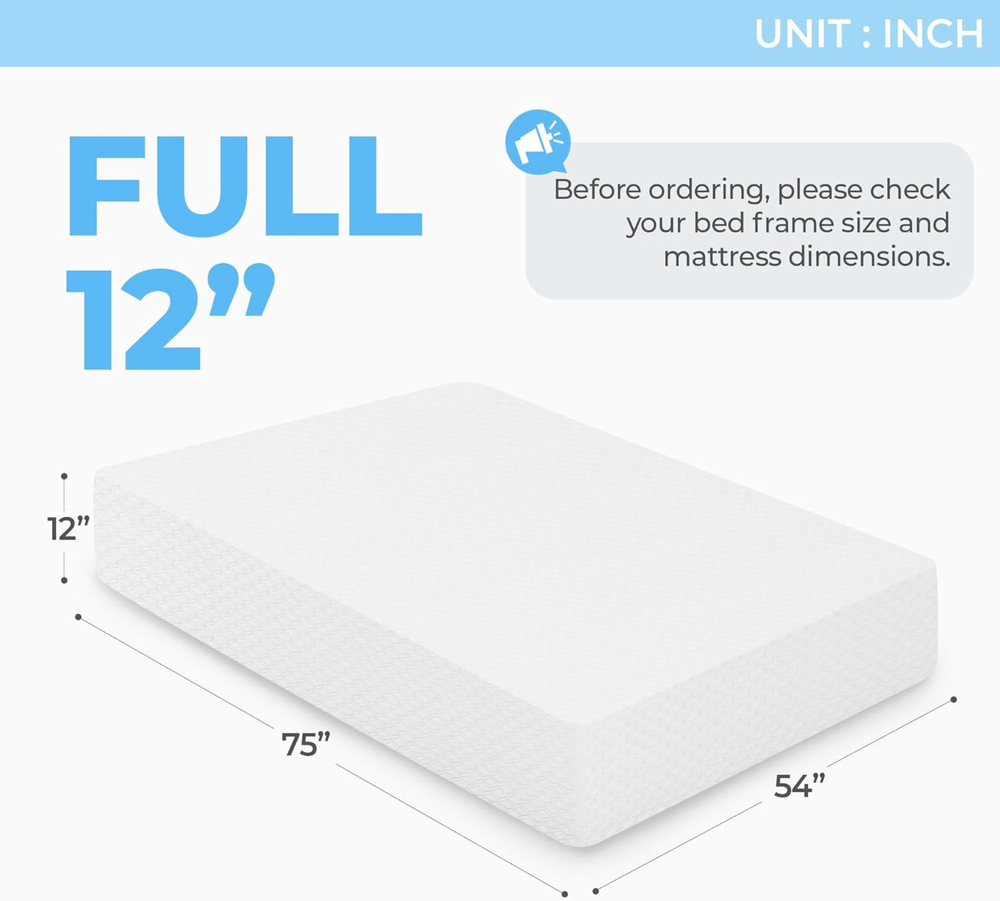 Neo Sleep 12 Inch Full Cooling Gel Memory Foam Mattress - Medium Firm, Pressure Relieving, CertiPUR-US Certified (Full Size)