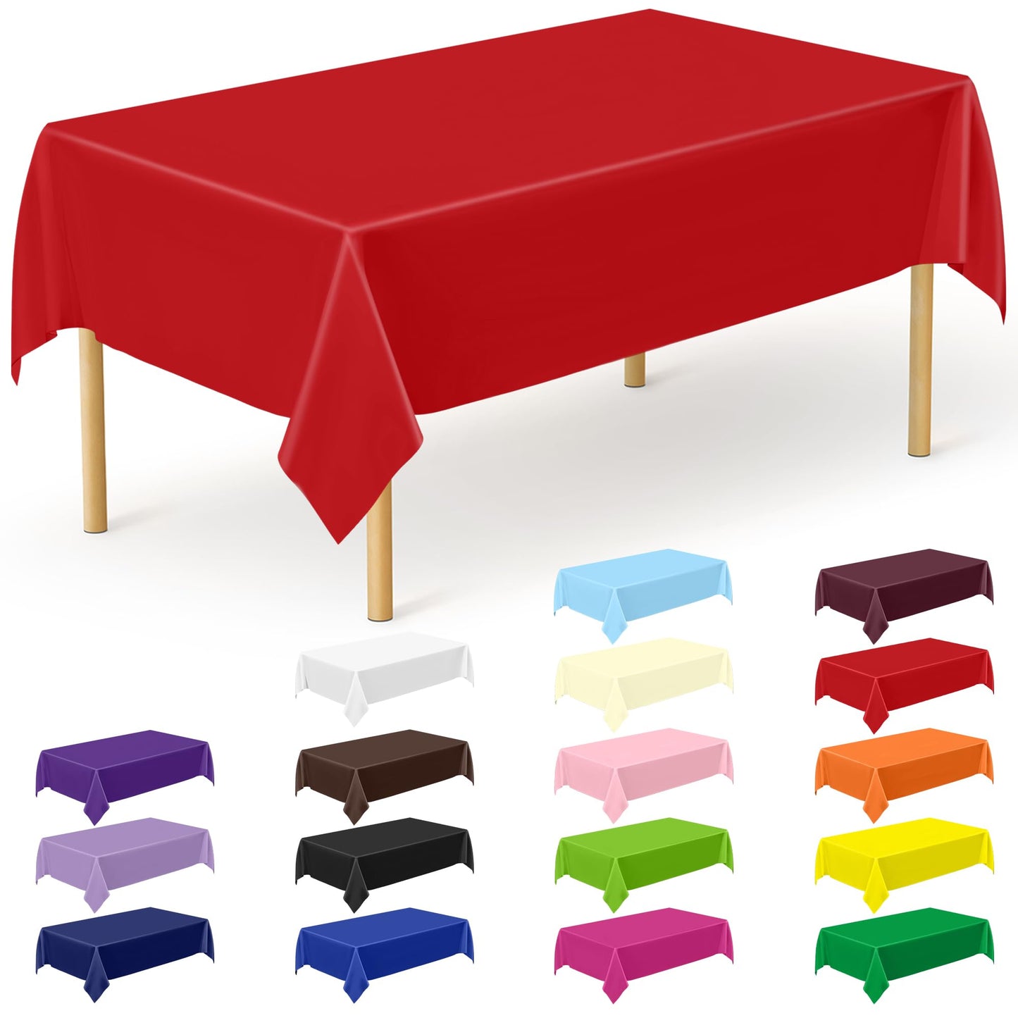 12 PCS Red Disposable Plastic Tablecloth, Party Red Plastic Table Cloth Disposable, Waterproof Smooth Table Cover, 54 X 108 IN Table Cloth Rectangle Table for Outdoor Events Birthdays Weddings Picnics