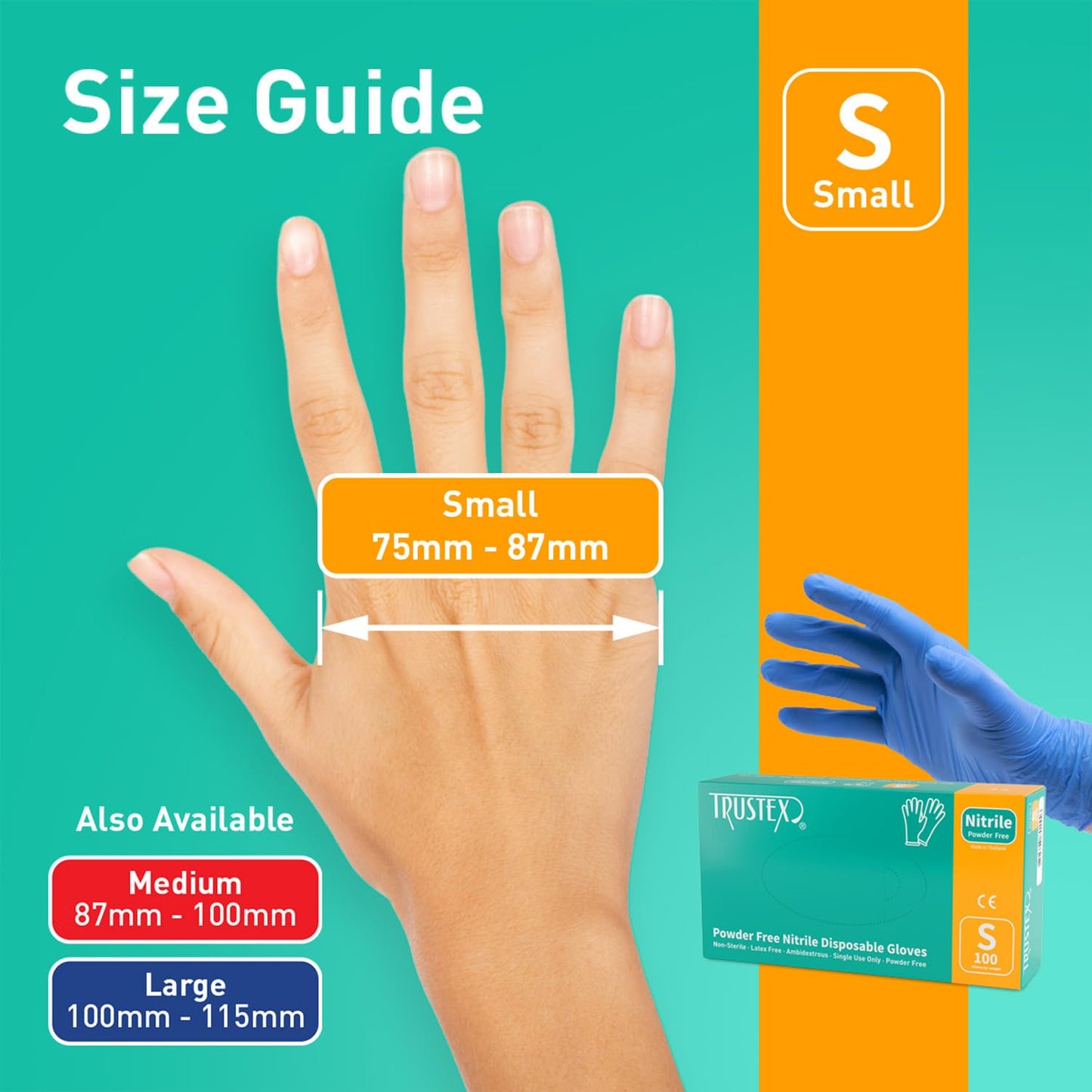 Trustex® Nitrile Disposable Gloves | Powder Free | Case of 1,000 | Size Small