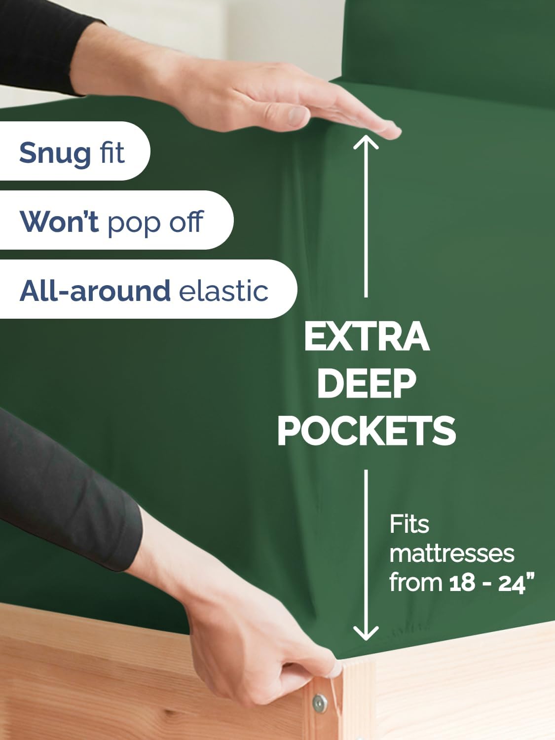 Skiennix Extra Deep Queen Sheet Set - 6-Piece Breathable Cooling Bedding - Soft, Wrinkle-Free, Emerald Green