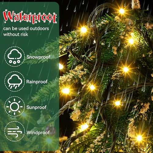 Enhon Slow Twinkling Christmas Lights 6 Pack Warm White 100 Lights 35ft – End-to-End Easy-Connect