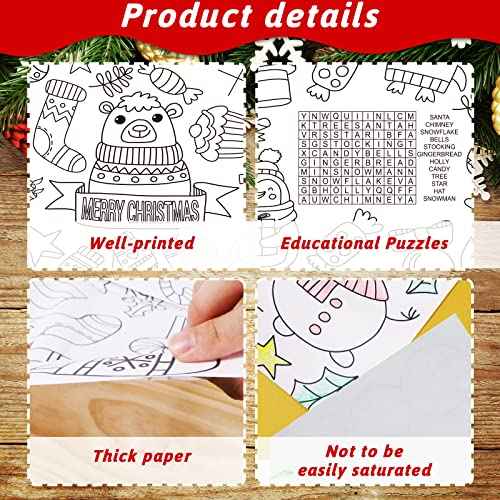 Wiooffen 47¡¯¡¯x 82¡¯¡¯ Christmas Giant Coloring Tablecloth Posters Activity for Kids, Xmas Huge Holiday Color-in Paper Poster Table Cover Arts and Crafts for Kids Preschool Kindergarten Classroom
