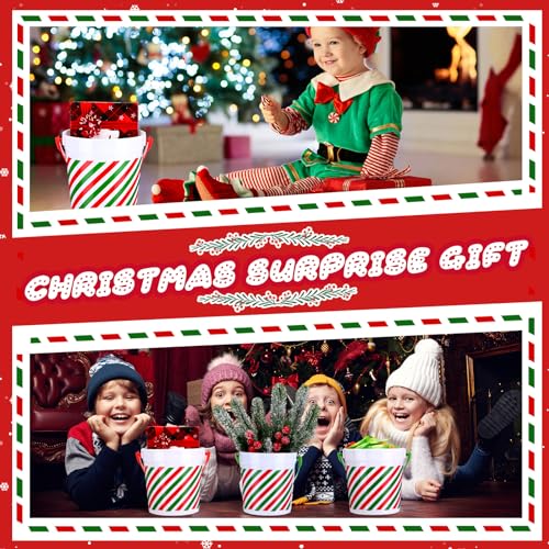 Sliner 16 Pcs Christmas Plastic Buckets with Red/Green Handles – Gift & Party Ice Buckets (16 Count)