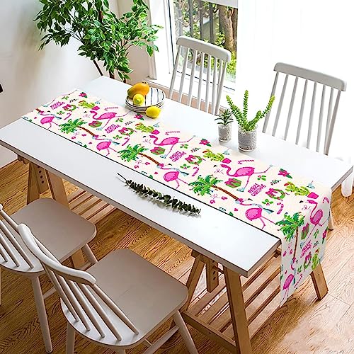 Nepnuser Summer Flamingo Table Runner 13 x 108 inches Tropical Holiday Decor