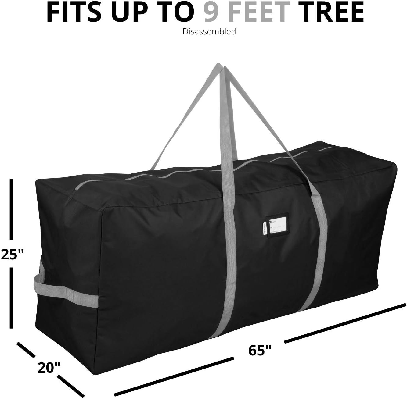 Primode Heavy Duty Christmas Tree Storage Bag - Fits Up to 9 Ft Trees | Durable 600D Oxford Material, Black