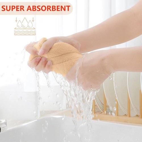 Homaxy 100% Cotton Waffle Weave Dish Towels - Ultra Soft & Absorbent | Quick Drying, 13 x 28 Inches, 4-Pack, Apricot