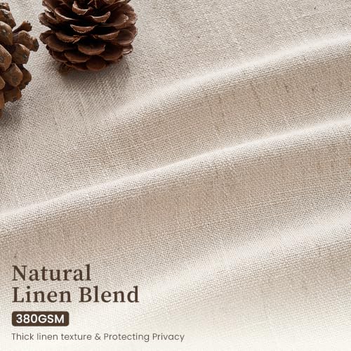 Oatmeal Linen Curtain Set - 4 Panels, 40W x 96L, Pinch Pleated, Privacy