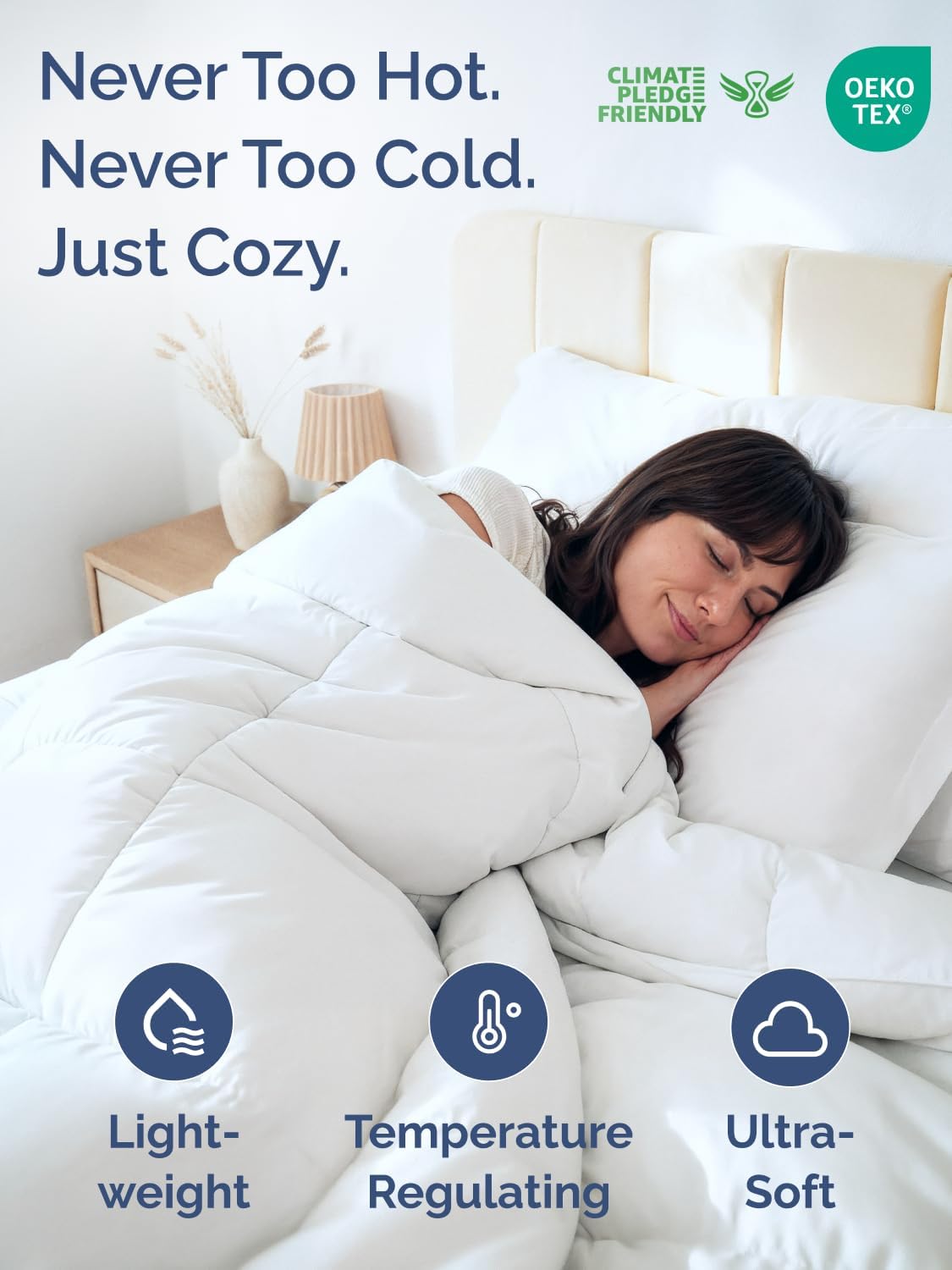 Cal King Size White Alternative Down Comforter - Lightweight, Breathable Hotel Quality Bedding for All Seasons