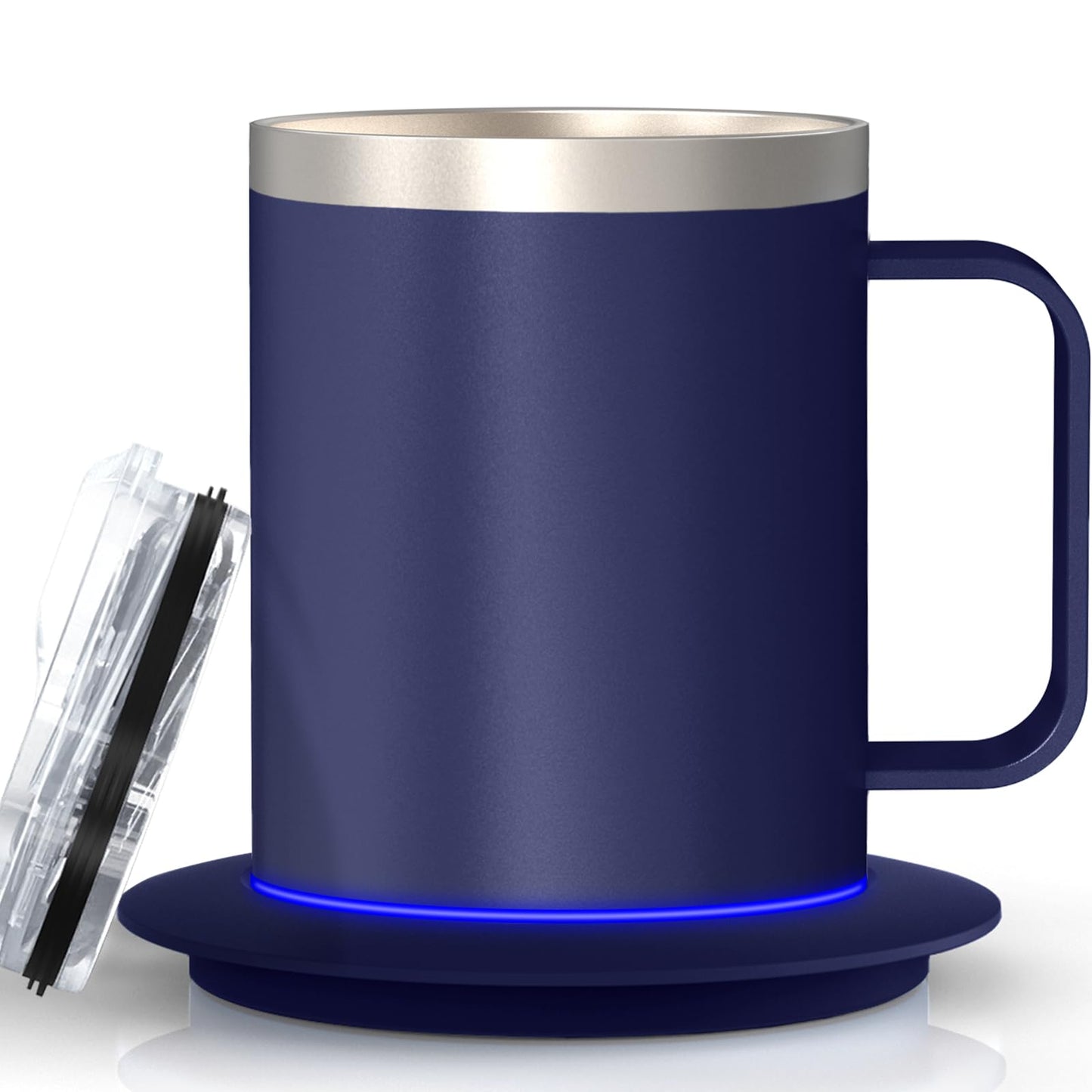 YIMUBREEZ Smart Temperature Control Coffee Mug for Desk,Heated Cup with 10Hrs Auto Shut Off, USB Powered Mug Warmer Set (12oz-Royal Blue)
