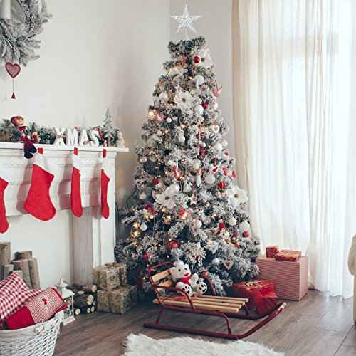 Resinta 8 Inch Metal Glittered Christmas Tree Topper Hallow Wire Star Topper for Christmas Tree Ornament (Silver)