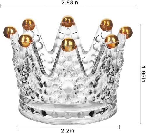 Crown Glass Tealight Candle Holders - Set of 12 Elegant Votive Holders for Weddings & Home Decor | Gold Finish