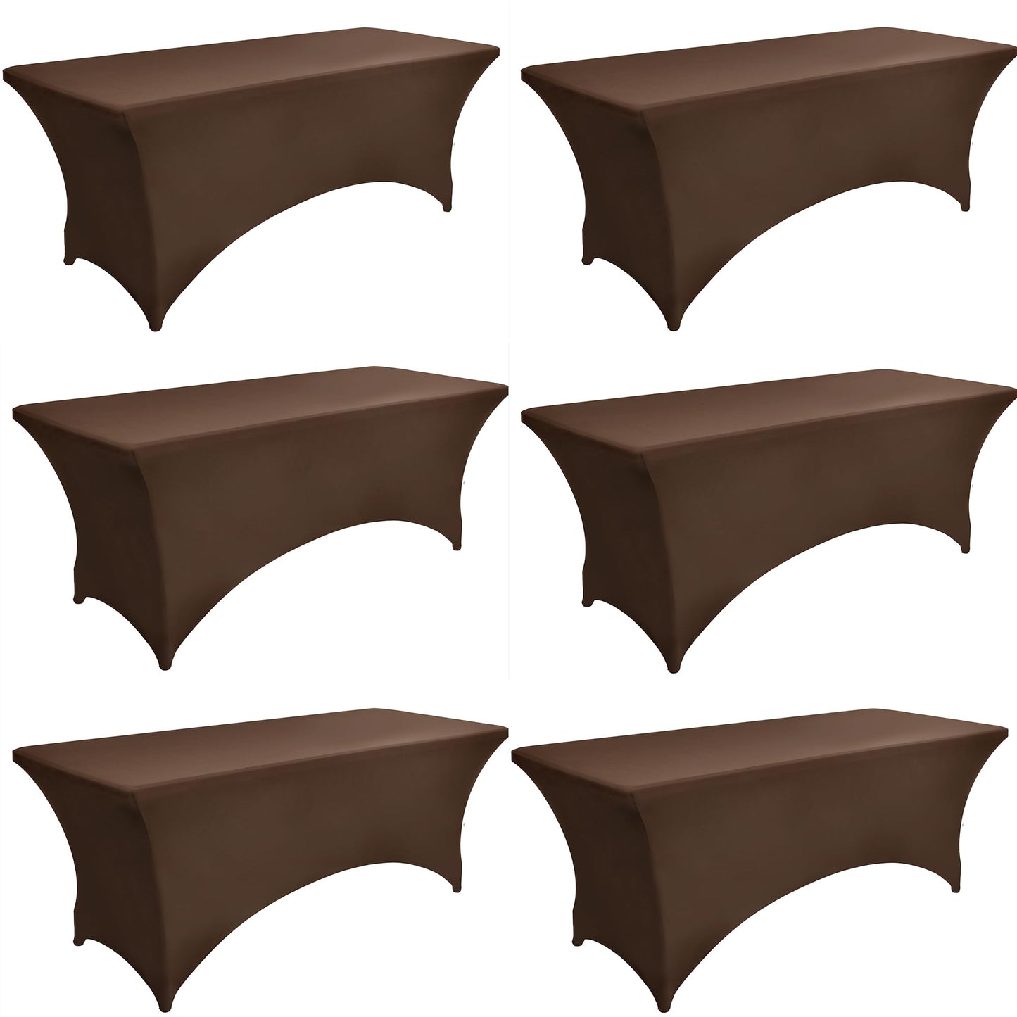 ZarzaaSik 6-Pack 6ft Spandex Table Covers for Rectangle Standard Folding Tables - Wrinkle Resistant Stretch Tablecloths - Ultimate Fitted Table Protector for Parties, Trade Shows, Wedding