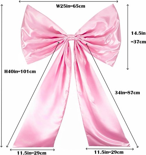 Giant Large Satin Ribbon Bow - 25x40 Inch Pink Bow for Wedding, Party & Home Decor
