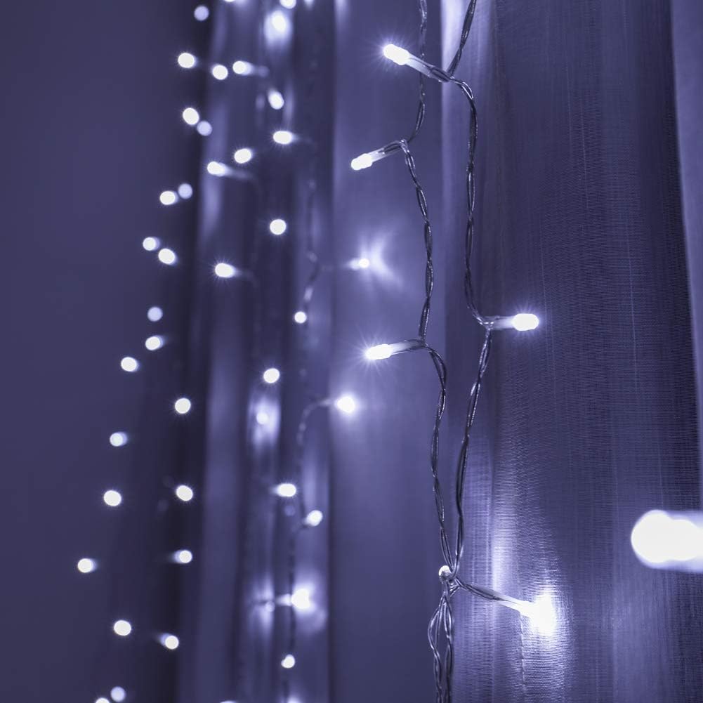 300 LED Twinkle Star Curtain String Lights - Warm White for Wedding, Home & Garden Decor