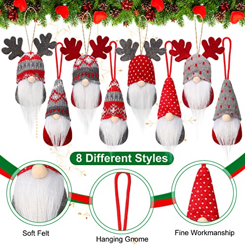 Skylety 48 Pieces Gnome Christmas Tree Ornaments – Plush Hanging Decorations, 24 Variations