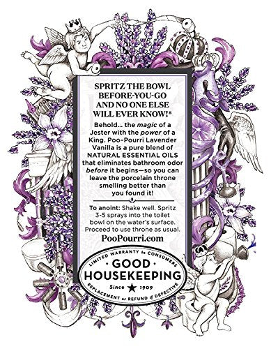 Poo-Pourri Before-You-Go Toilet Spray Refill Bottle Lavender Vanilla 16 Fl Oz with Travel Size