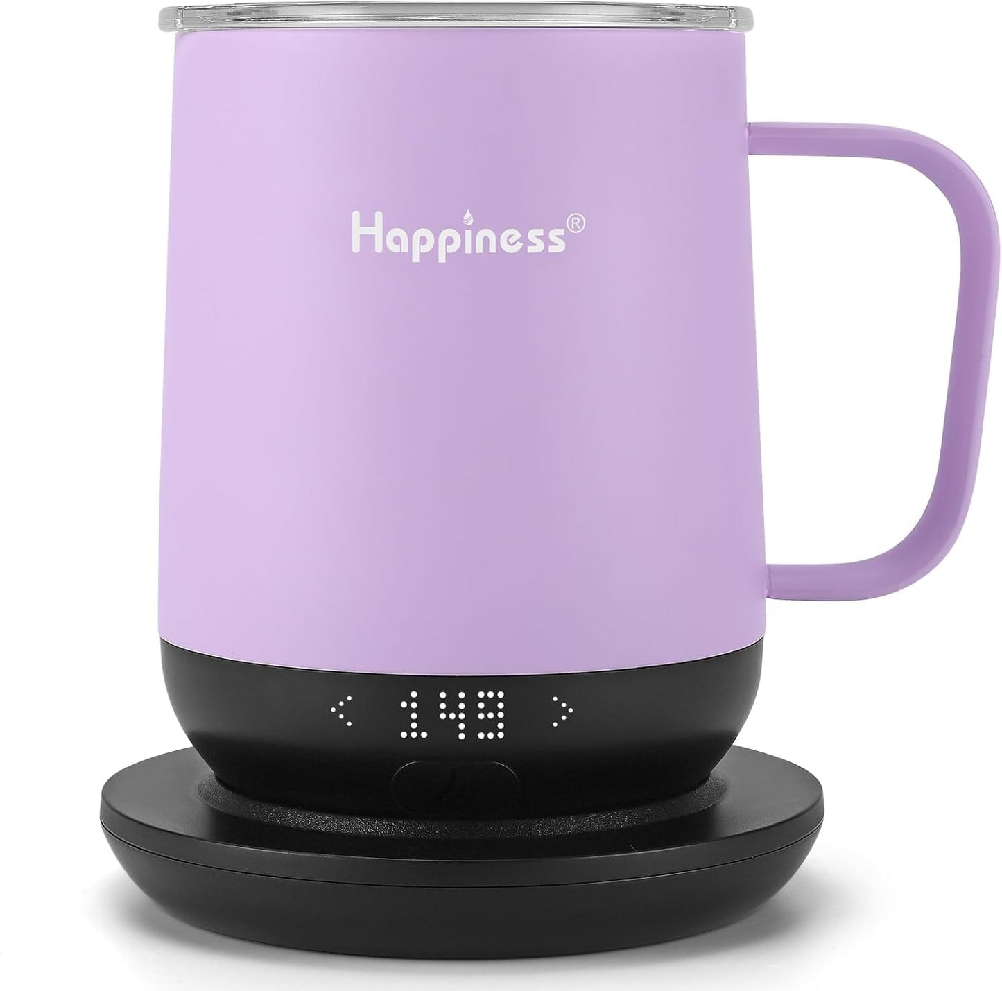 Happiness Smart Heated Coffee Mug,12oz Rechargeable Electric Self Heating Temperature Control Coffee Cup,Gifts for Mom Dad Grandma Wife