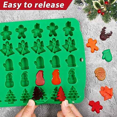 Kamehame Christmas Candy Molds, 2 Pcs 30 Cavity Christmas Gummy Molds, Silicone Christmas Chocolate Molds, Red & Green