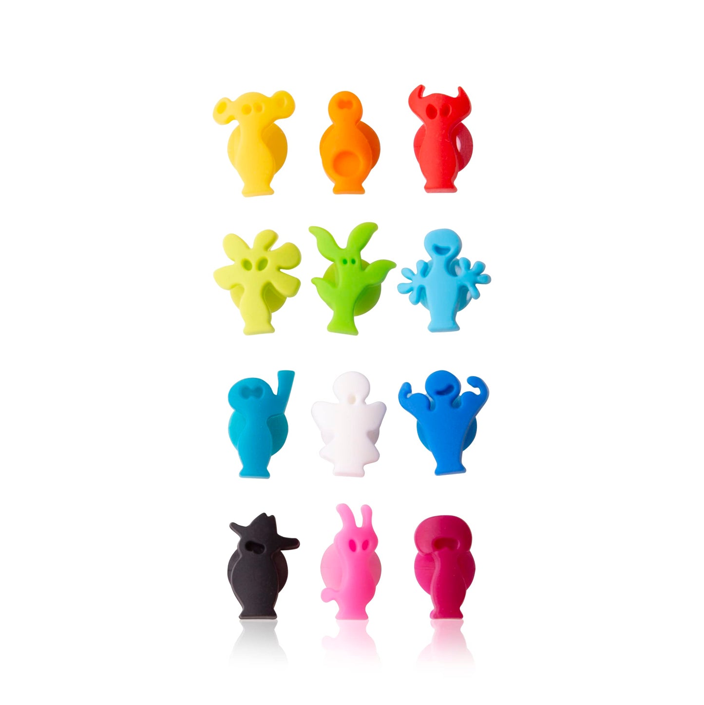Vacu Vin Glass Markers Party People Set – 12 Unique, Colorful Drink Identifiers – Suction-Based Wine Glass Charms for Parties and Events – Fun & Reusable Drink Markers