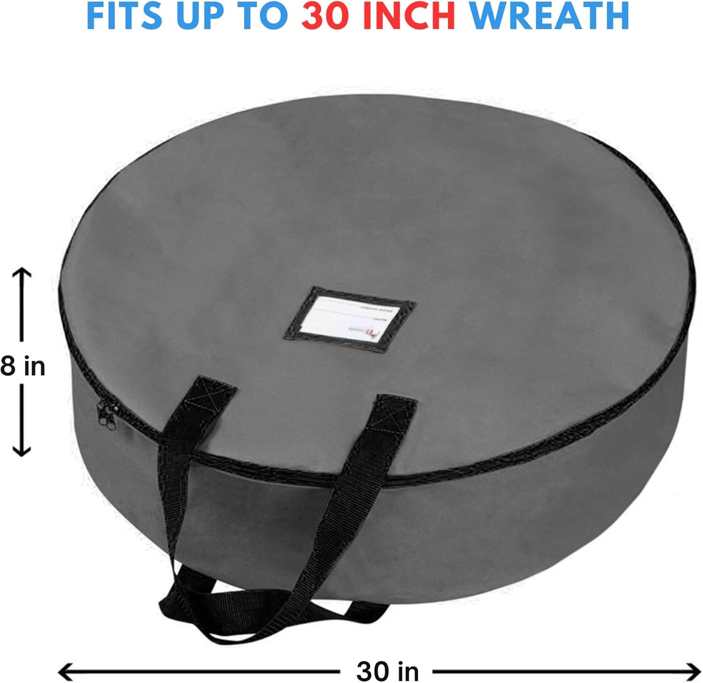 Primode Heavy Duty Wreath Storage Bag | Durable 600D Oxford Polyester for Xmas Wreaths (30", Gray)