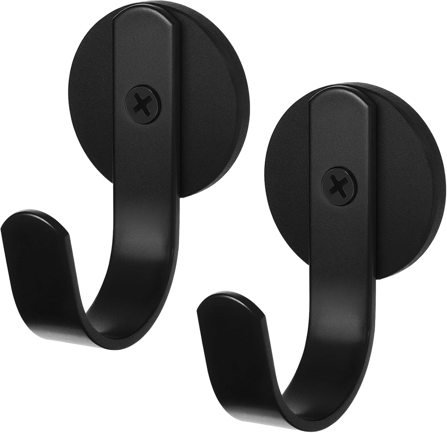 Skiennix Magnetic Wreath Hanger - Rubber Coated Hooks for Metal Doors & Fridges | Black, 2 Pcs
