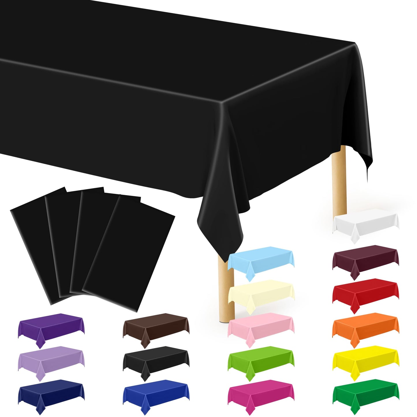 QZYL 12 PCS Lavender Plastic Tablecloths, 54 in x 108 in Dinner Table Cloths, Rectangle Table Cover for Birthday Party Family Gathering Wedding