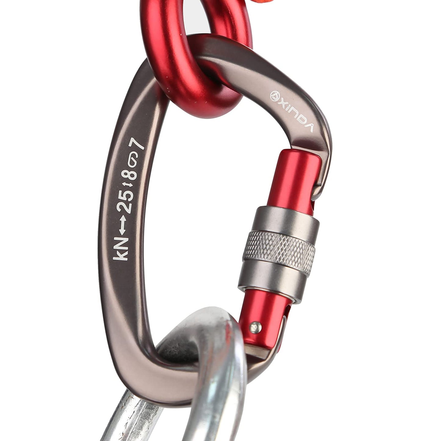 XINDA Screwgate Locking Carabiner Clip - Professional Rock Climbing Carabiner Screw Lock,Heavy Duty Carabiners for Climbing,Mountaineer,Hammock,Camping,Outdoor Equipment (5 pcs Gray)