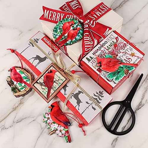 9pieces Red Cardinal Christmas Ornaments Wooden Cardinals Birds for Christmas Tree Ornament Decorations Memorial Gifts