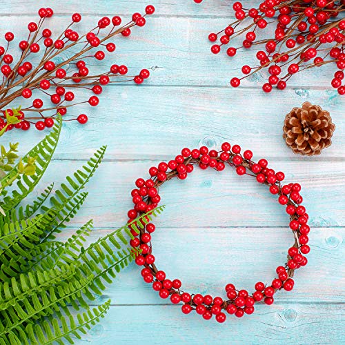 Whaline Christmas Red Berry Twig Stem, 12 Pack Artificial Burgundy