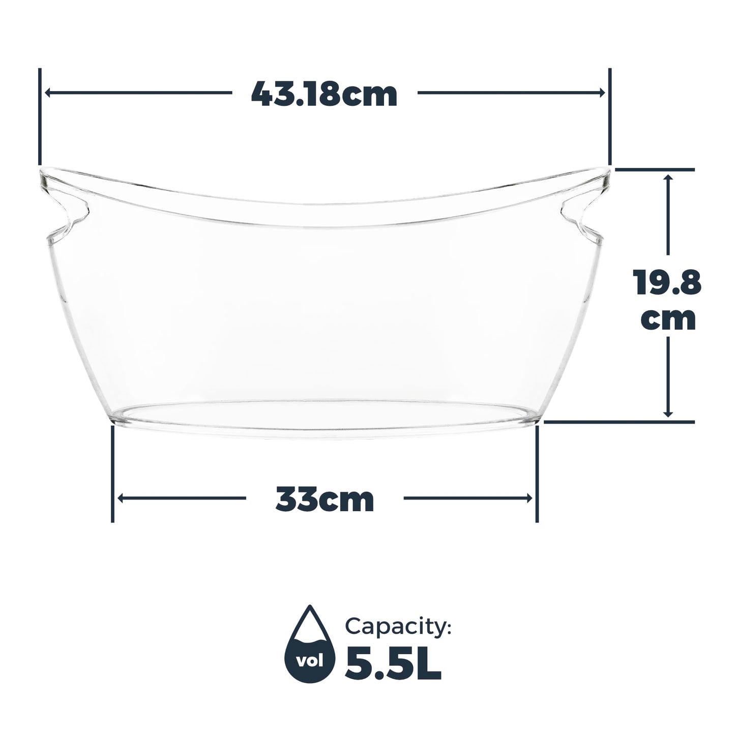 Clear Ice Buckets for Parties 3 Pack, 5.5L Clear Beverage Tub w/Handles & Scoops, Drink Buckets for Parties, Acrylic Beverage Tub, Mimosa Bar Supplies for Sparkling Wine Champagne Beer Drinks