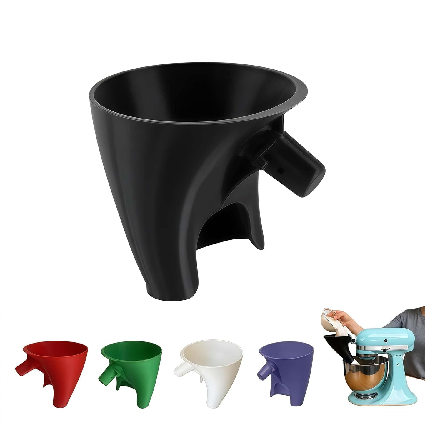 KitchenAid Flour Funnel - Anti-Splash Attachment for 5 Qt Tilt-Head Mixer | Dishwasher Safe, No-Mess Baking Tool (Black)