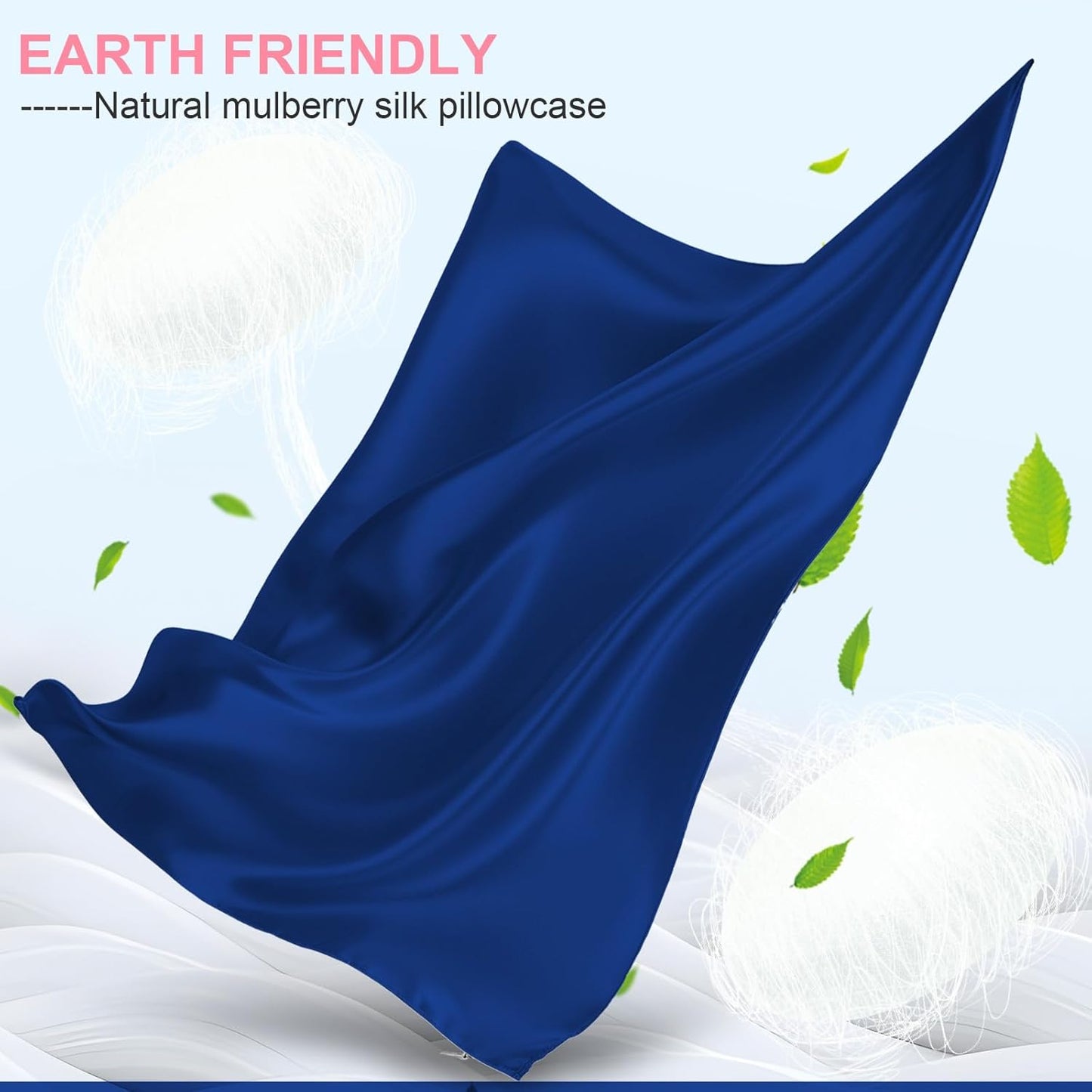 Skiennix Silk Pillowcases - 2 Pack Queen Size | Mulberry Silk for Hair & Skin - Royal Blue