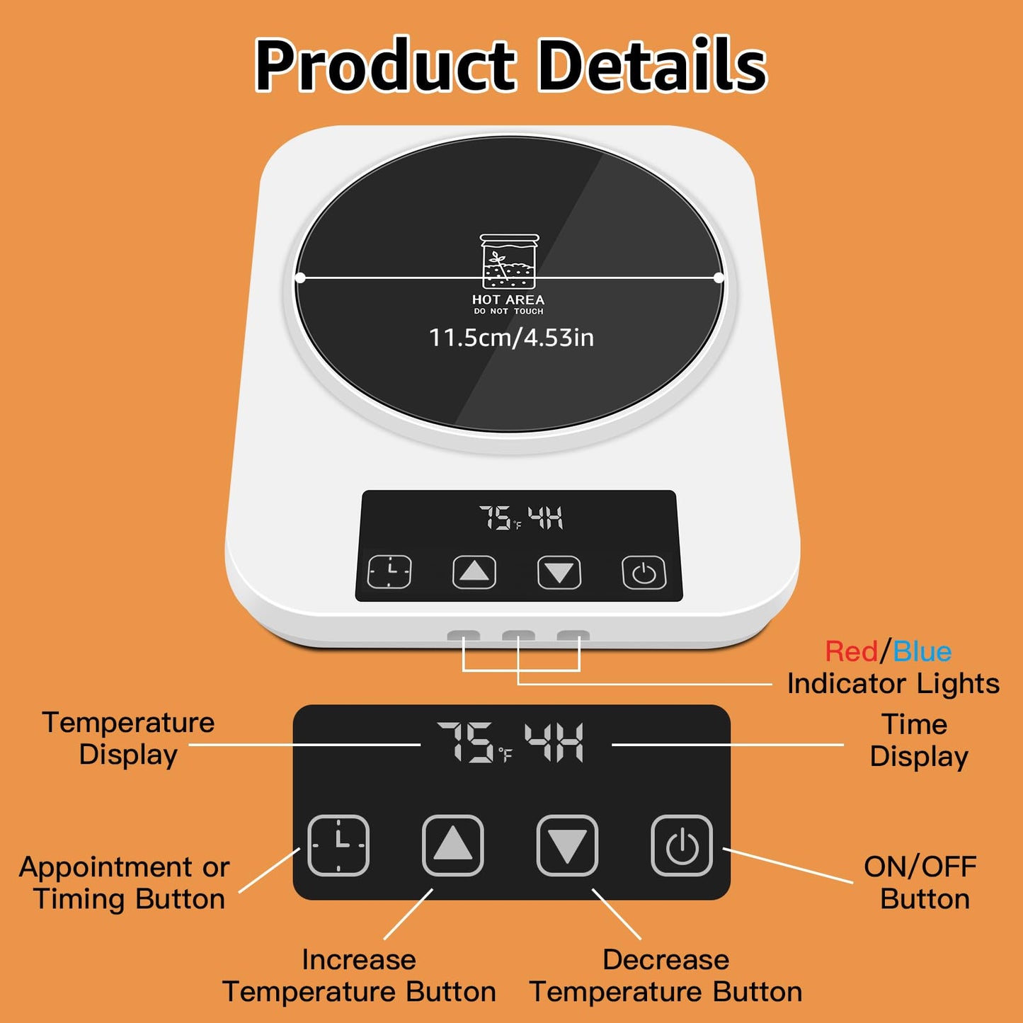Sourdough Starter Warmer with Memory Function– 1°F Precision Temperature Control (70–100°F), Auto On/Off, 12-Hour Timer, Fits Sourdough Starter Jars Up to 40oz,Christmas gift for Home Baking Lover