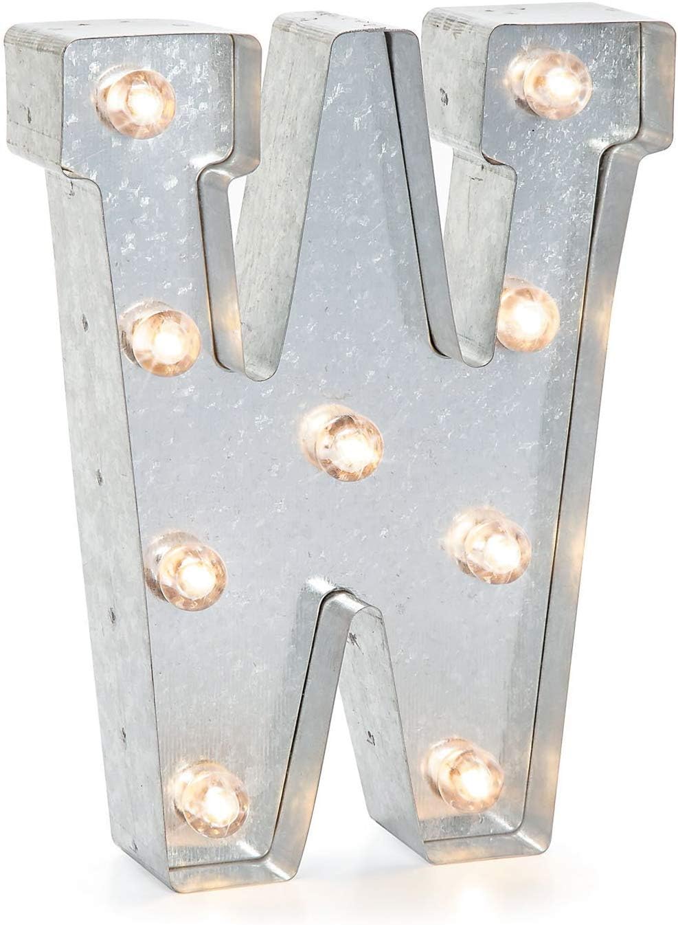 Silver Metal Marquee Letter J - 9.87” Tall Galvanized Decor for Events & Home