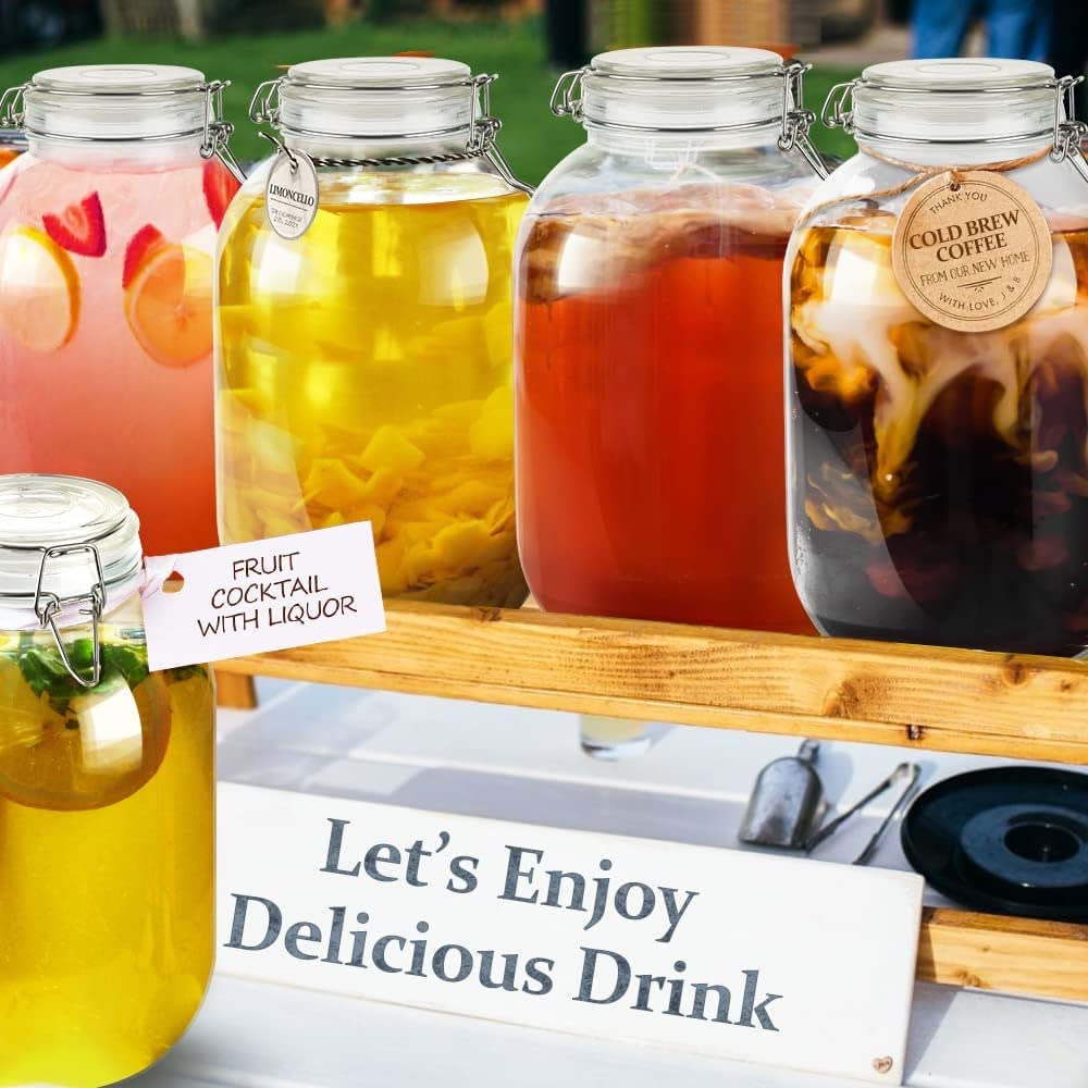 Folinstall Gallon Glass Jar with Airtight Lid - Large Mason Jar for Pickled Eggs, Kombucha, Limoncello, Sun Tea (Extra Gasket)
