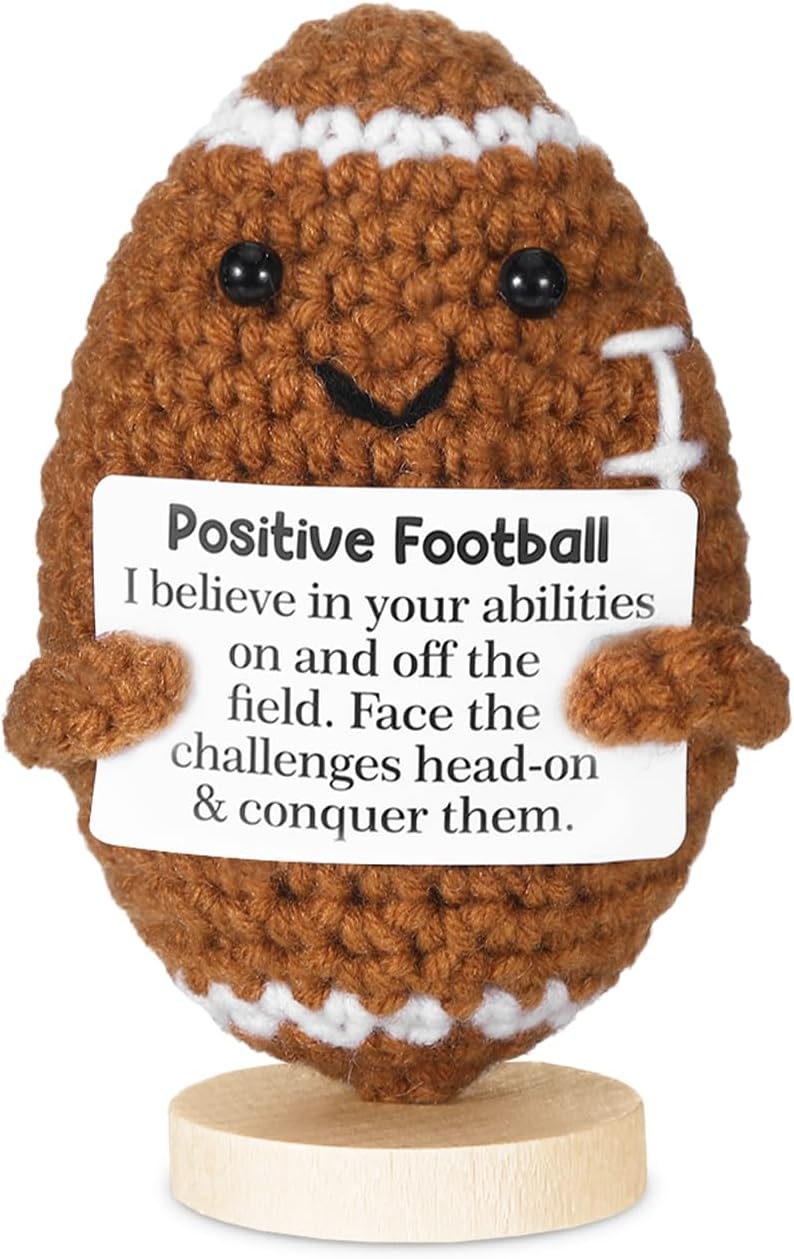 Skiennix Handmade Crochet Football Doll - Unique Positive Gift for Football Lovers | Perfect for Christmas Decorations