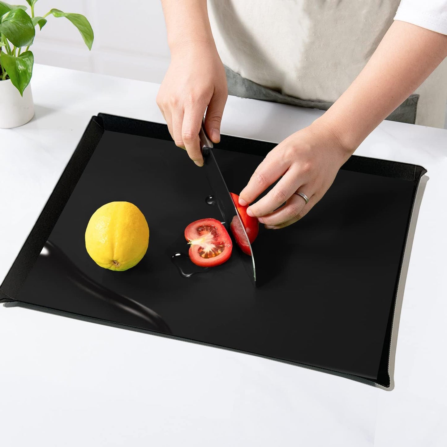WK Plastic Flexible Cutting Boards for Kitchen Set of 4, Colored Cutting Board Mats with Food Icons, Non-Slip Cutting Mats, BPA Free, Dishwasher Safe