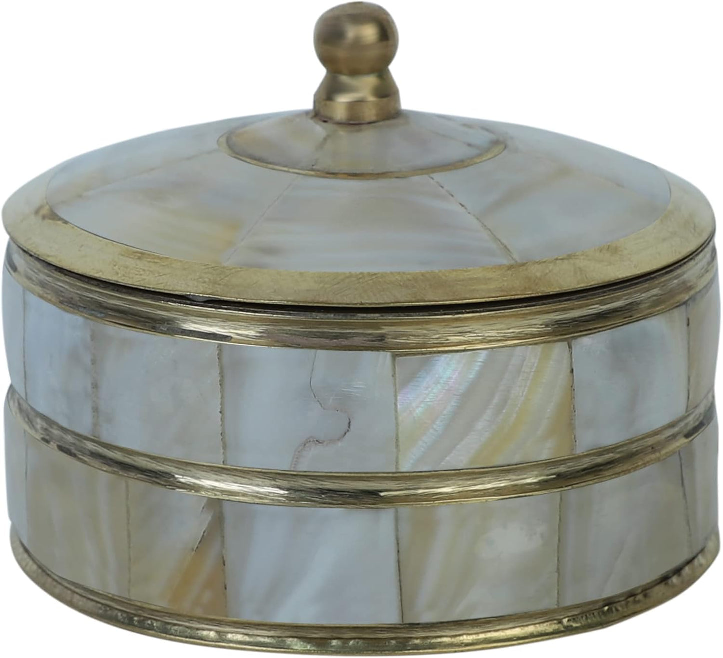 Decorative Jewelry Trinket Box Unique Gift For Home Décor Antique Metal Case with Mother of Pearl Sindoor Box/Coin Box (All Set Black)