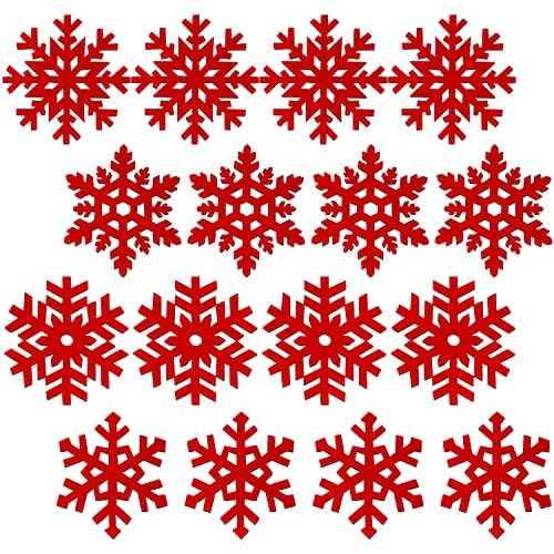 Whaline 16 Pack Snowflake Coasters, Red Christmas Cup Mats Wine Tea Coffee Mats Gift Box Decor for Christmas Party Winter Holiday Decoration (4 Styles)