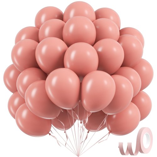 Dusty Pink Balloons 12 inch, Dusty Rose Latex Balloons 50pcs Party Balloon for Boho Wedding Baby Shower Gender Reveal Birthday Party Decorations