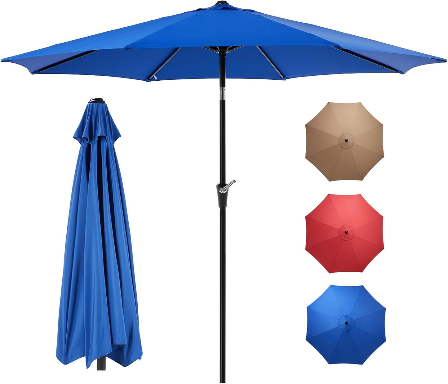 OLIXIS 9ft Patio Umbrella - Waterproof with Tilt & Crank Button | Perfect for Poolside & Outdoor Use, Blue