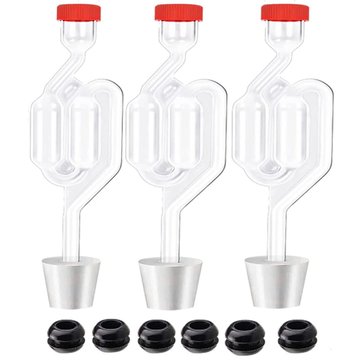 3ct. Twin Bubble Airlocks Set, Airlocks for Fermenting,Air Lock Ferment for Brewing Beer Wine Homebrew for Fermenting Carboy Mason Jar with #6 Stoppers and Grommets