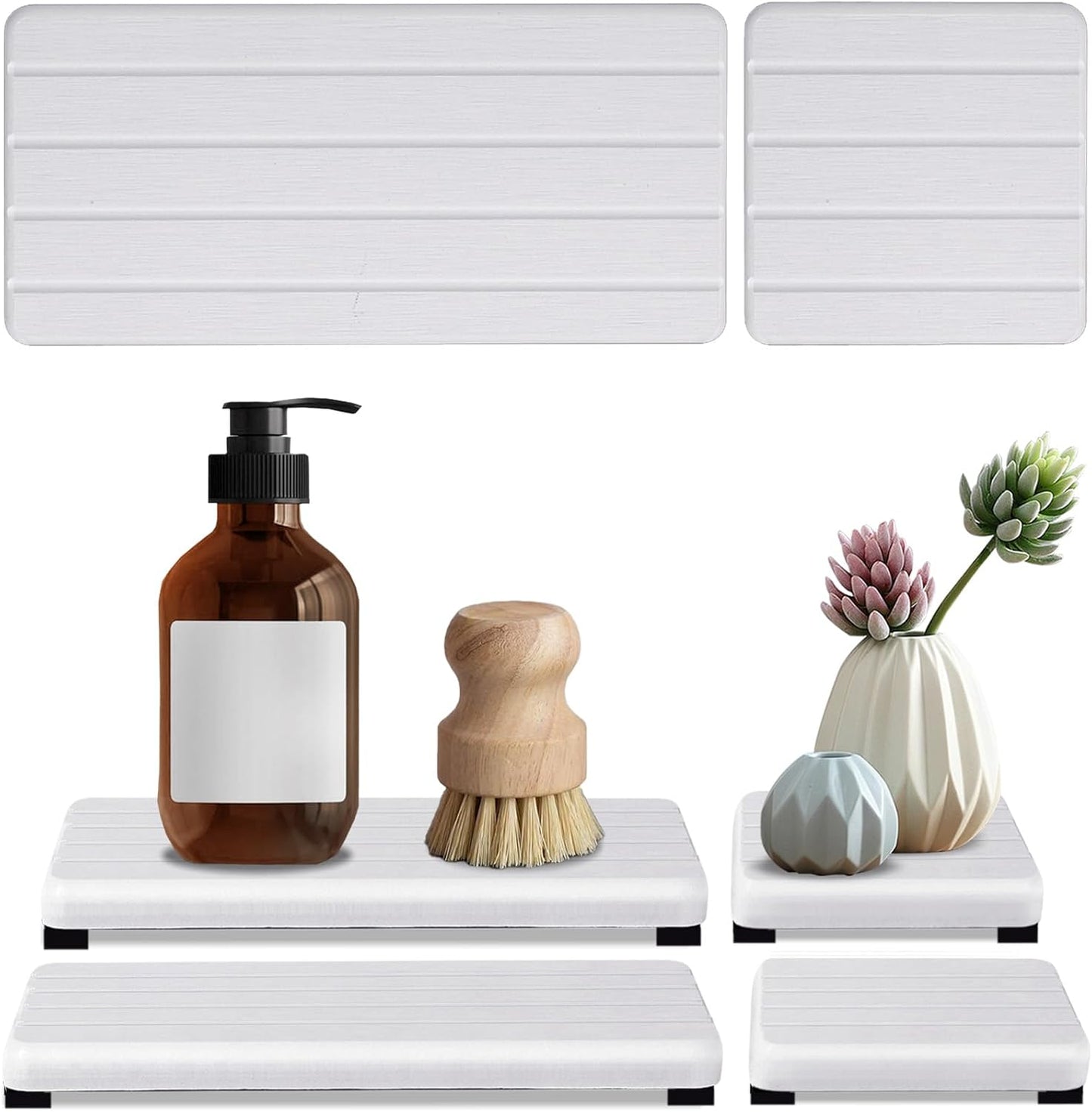 Skiennix Stone Drying Tray - Fast Drying Diatomite Soap Coaster for Bathroom & Kitchen | 4PCS Set