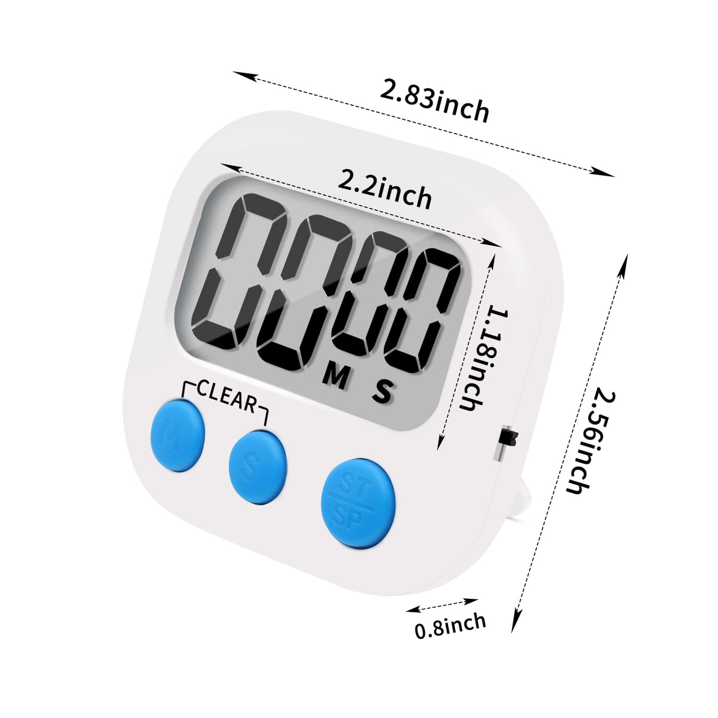 6 Pack Small Digital Kitchen Timer Magnetic Back and ON/Off Switch,Minute Second Count Up Countdown (Multicolored)
