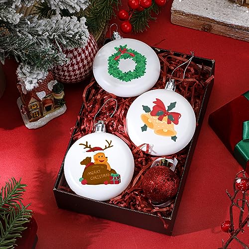 Patelai 60 Pieces Plastic Disc Ornaments Flat Matte White - 3.15in Christmas Decor