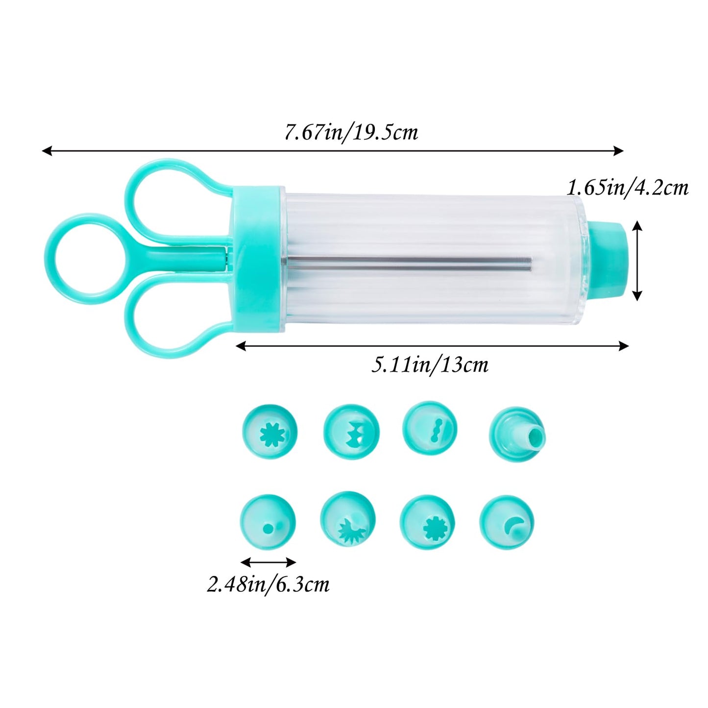 Cupcake Injector/Decorating Icing Set, 9-Piece Set, Stainless Steel Laminating gunCookie gunSqueeze cookie makerCream laminating gunLaminating nozzleSoluble beansBaking tools (Blue 9pcs)